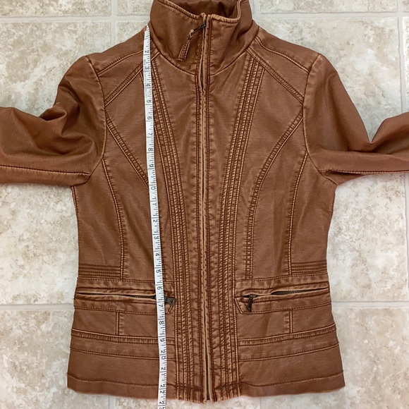 Cleo Tan Faux Leather Jacket Sz XSP - Picture 6 of 8
